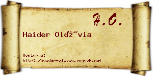 Haider Olívia névjegykártya